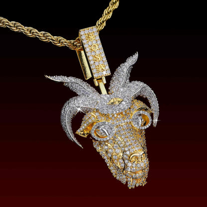 Gold Goat Iced Out Pendant