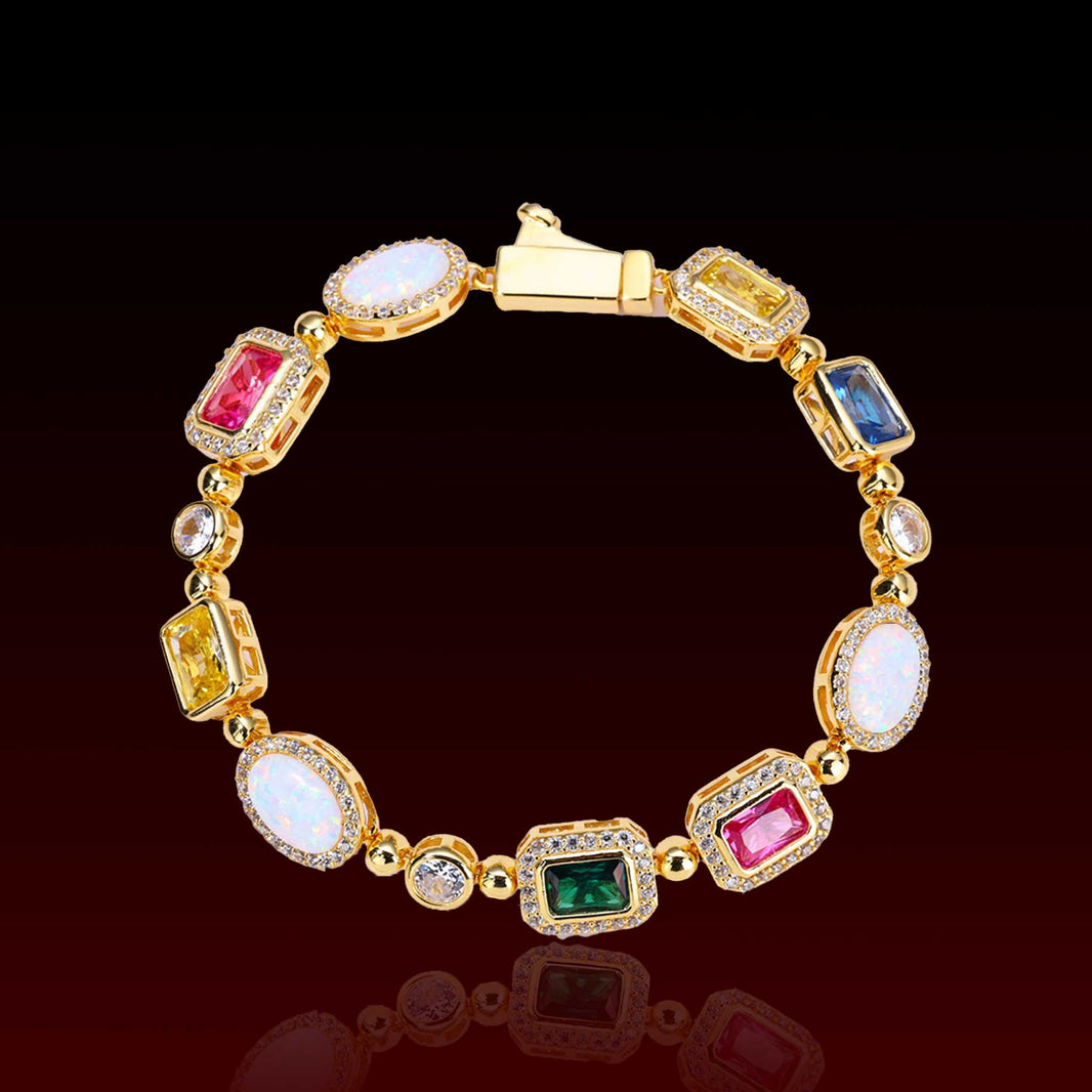 S925 Multi Color Gemstone Moissanite  Bracelet