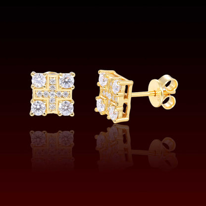 S925 Cross Sqaure Moissanite Stud Earrings