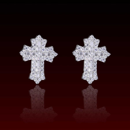 Crucifix Cluster Moissanite Stud Earrings