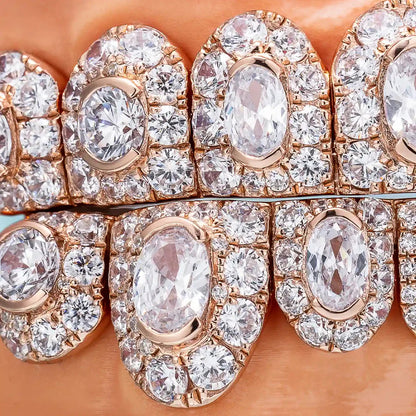 Oval Cut Center Stone Custom Moissanite Grillz