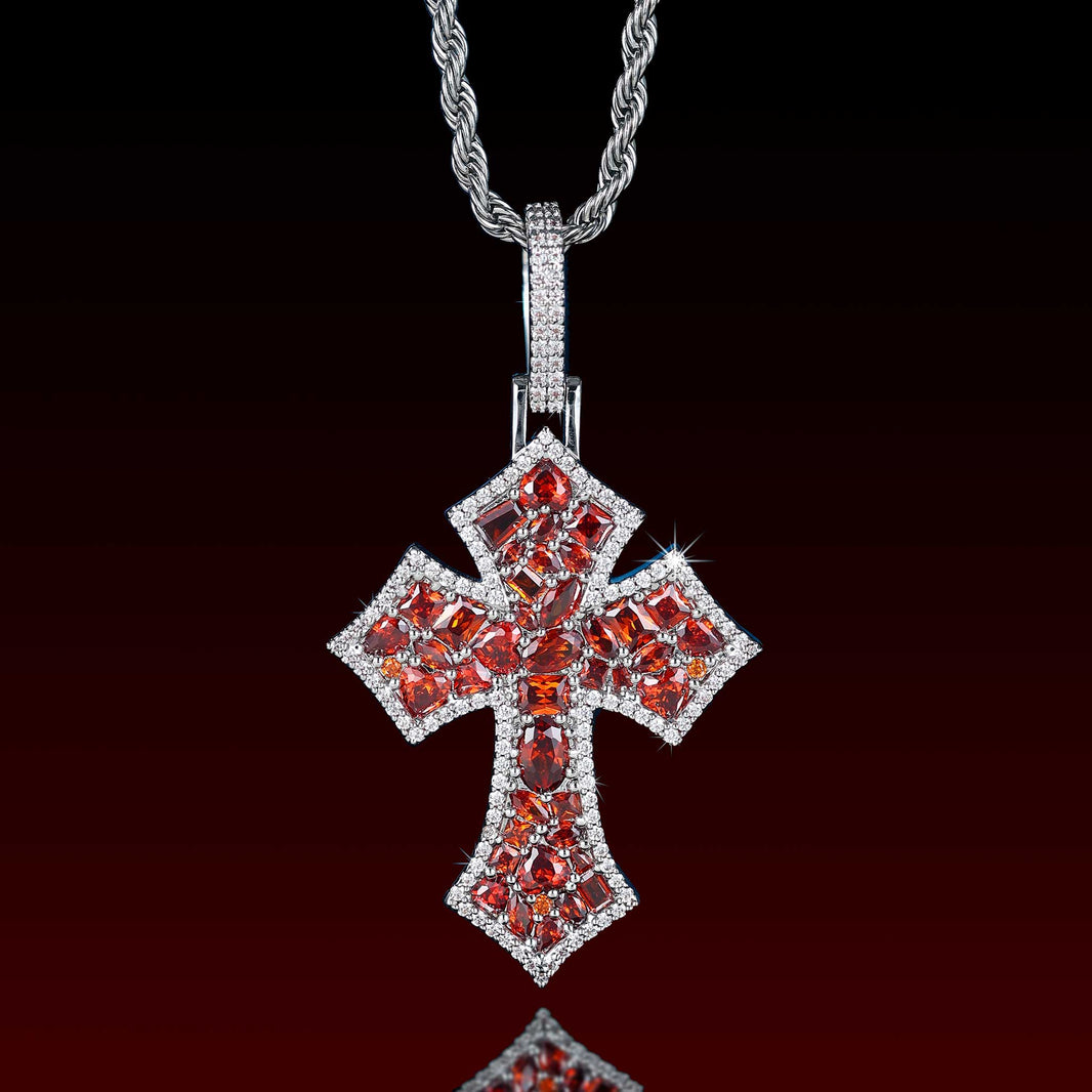 Mix Shape Gem Victorian Cross Pendent