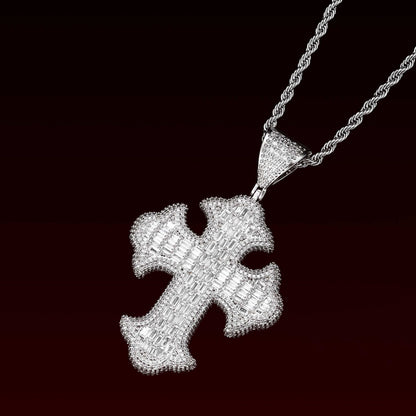 S925 Moissanite Cluster Cross Pendant