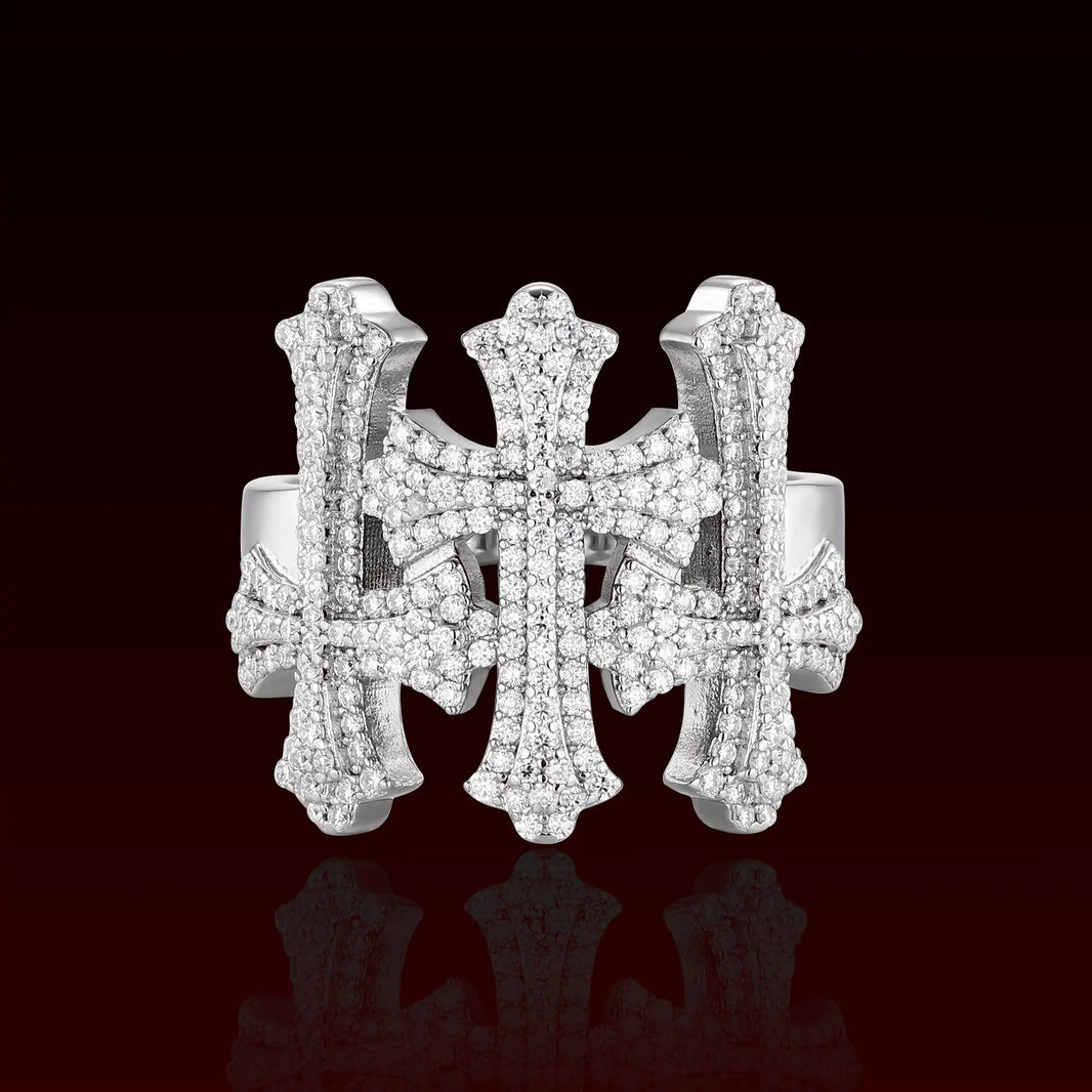 S925 Moissanite Triple Cross Ring