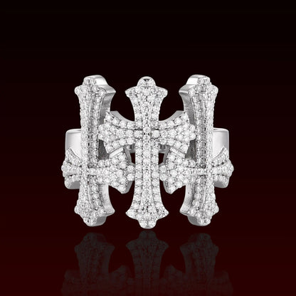 S925 Moissanite Triple Cross Ring
