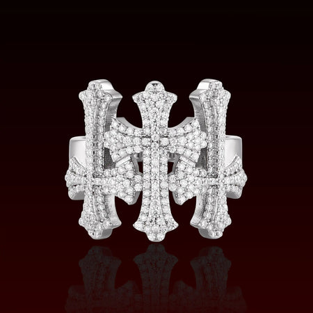 S925 Moissanite Triple Cross Ring