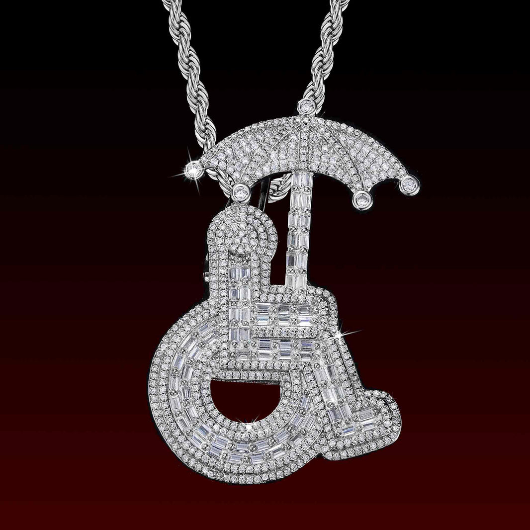 Wheelchair Umbrella Iced Out Pendant