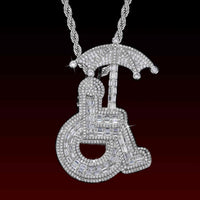 Wheelchair Umbrella Iced Out Pendant