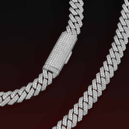 S925 Moissanite 12MM Prong Cuban Chain