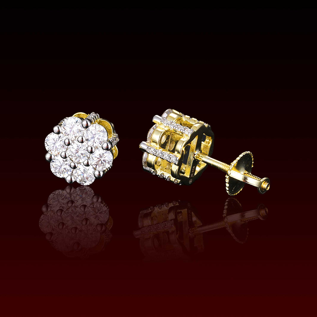 9MM Cluster Moissanite Stud Earrings