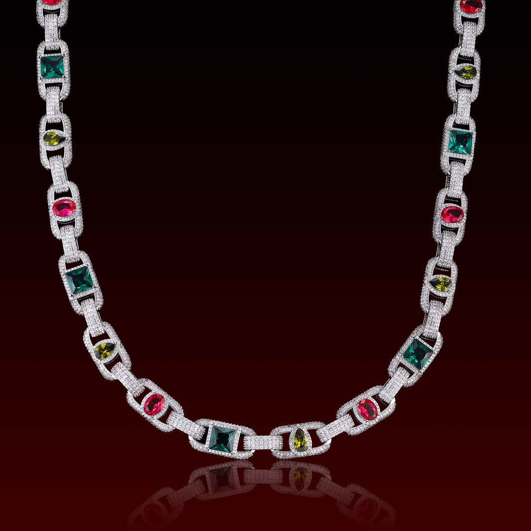 Multicolor Gemstone Cluster Mariner Chain