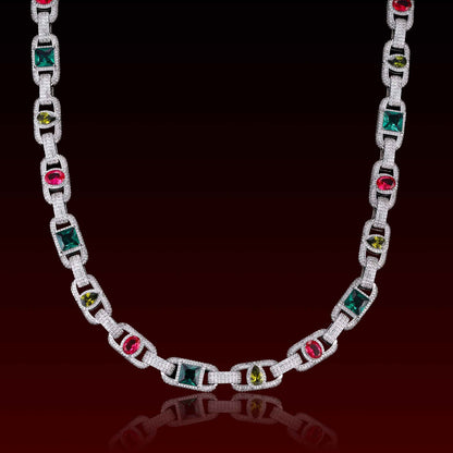 Multicolor Gemstone Cluster Mariner Chain