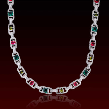 Multicolor Gemstone Cluster Mariner Chain