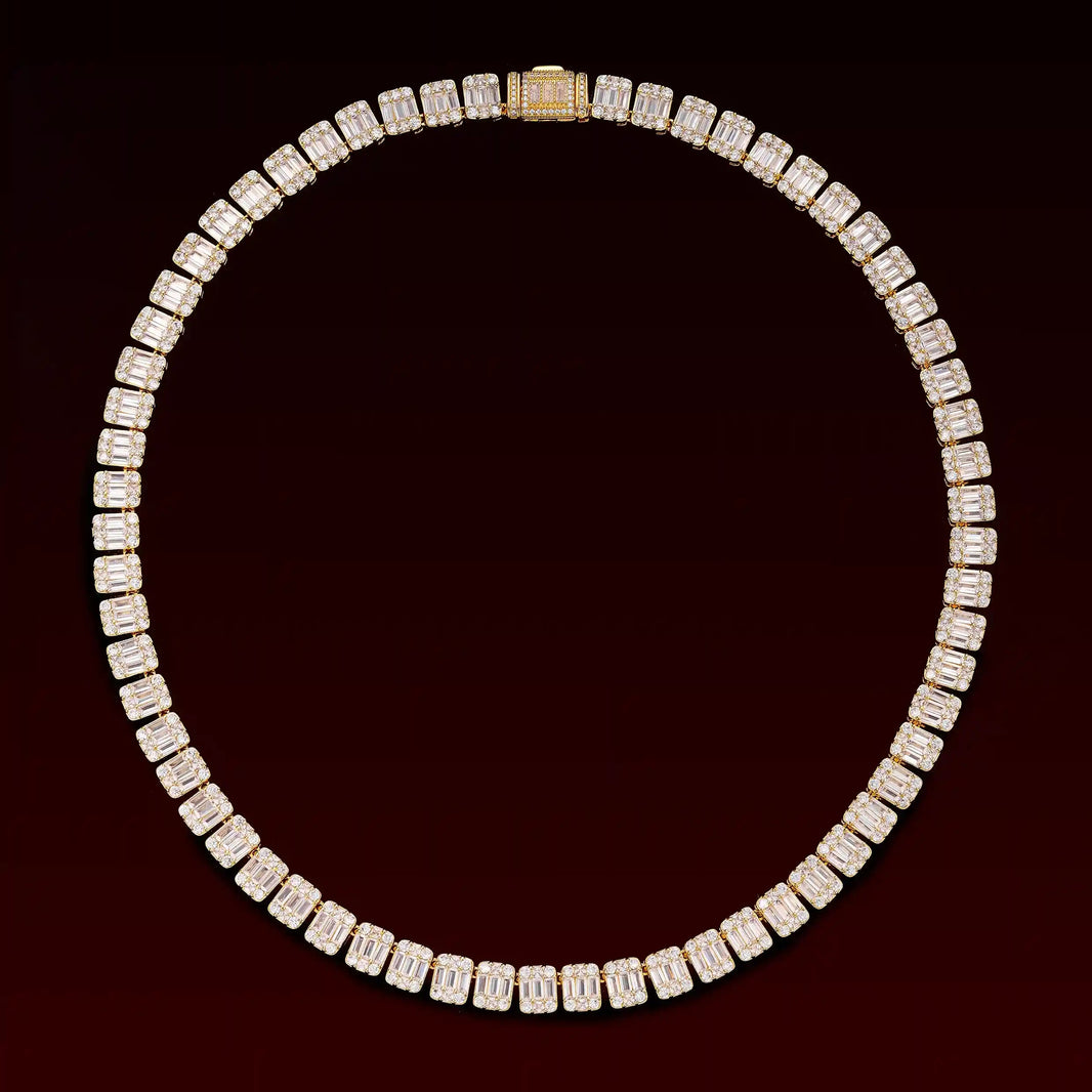 S925 Moissanite 9MM Baguette Tennis Chain