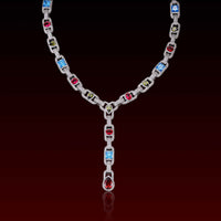 Multicolor Gemstone Mariner Teardrop Lariat Chain