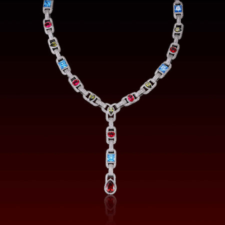 Multicolor Gemstone Mariner Teardrop Lariat Chain