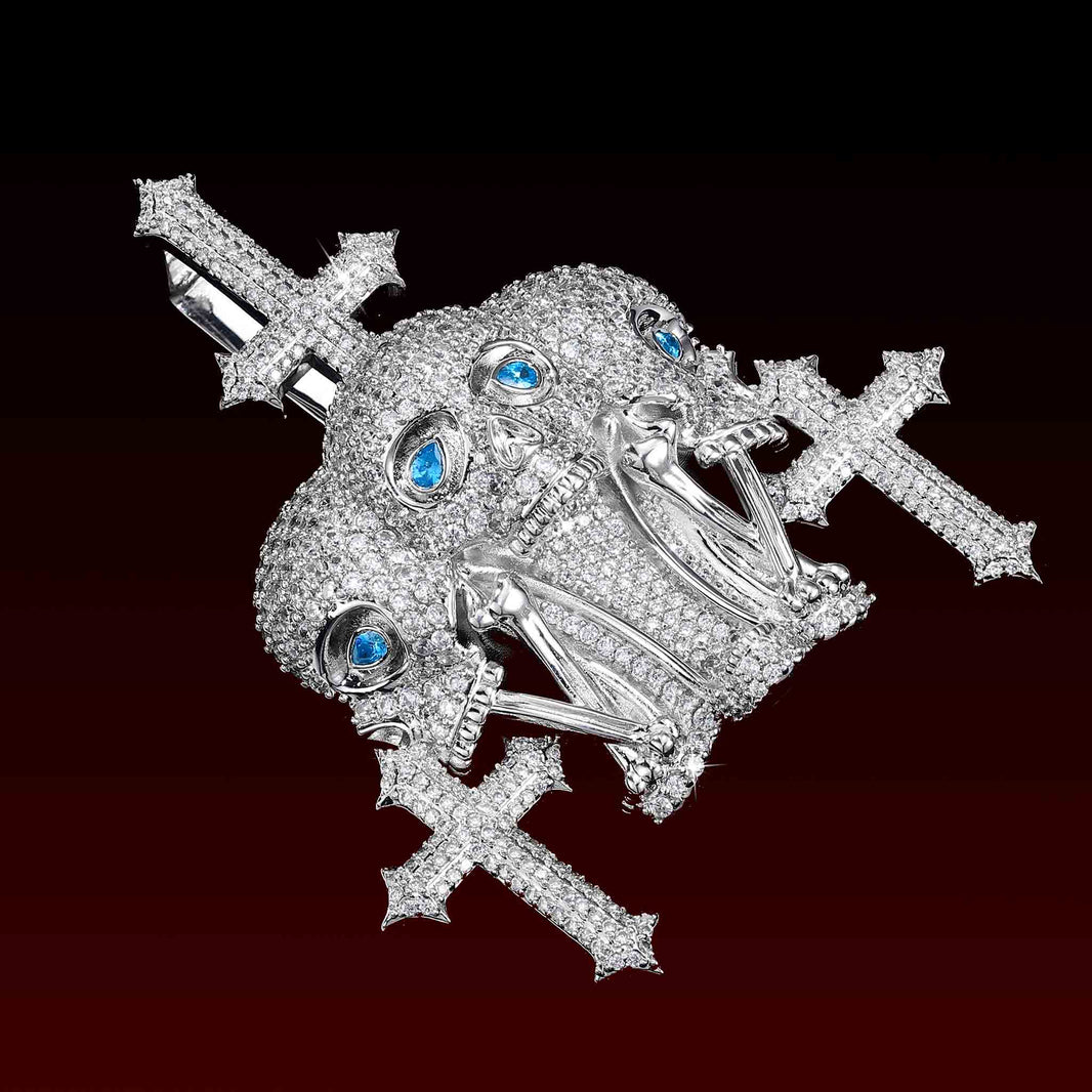 Crossed Skull Iced Out Pendant