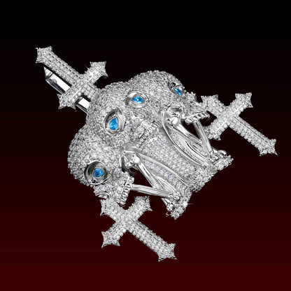 Crossed Skull Iced Out Pendant