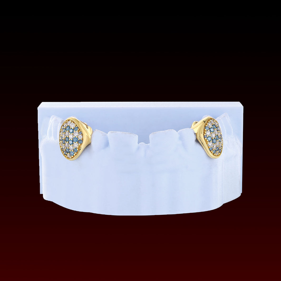 Mix Blue-White Moissanite Custom Fang Grillz