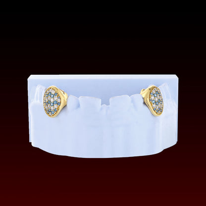 Mix Blue-White Moissanite Custom Fang Grillz