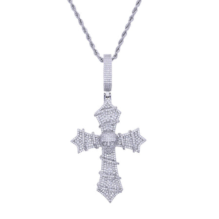 Skull Thorns Cross Pendant