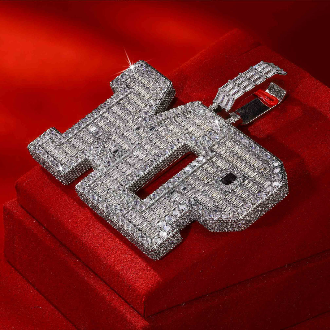 Baguette Cut Custom Box Letter Pendant