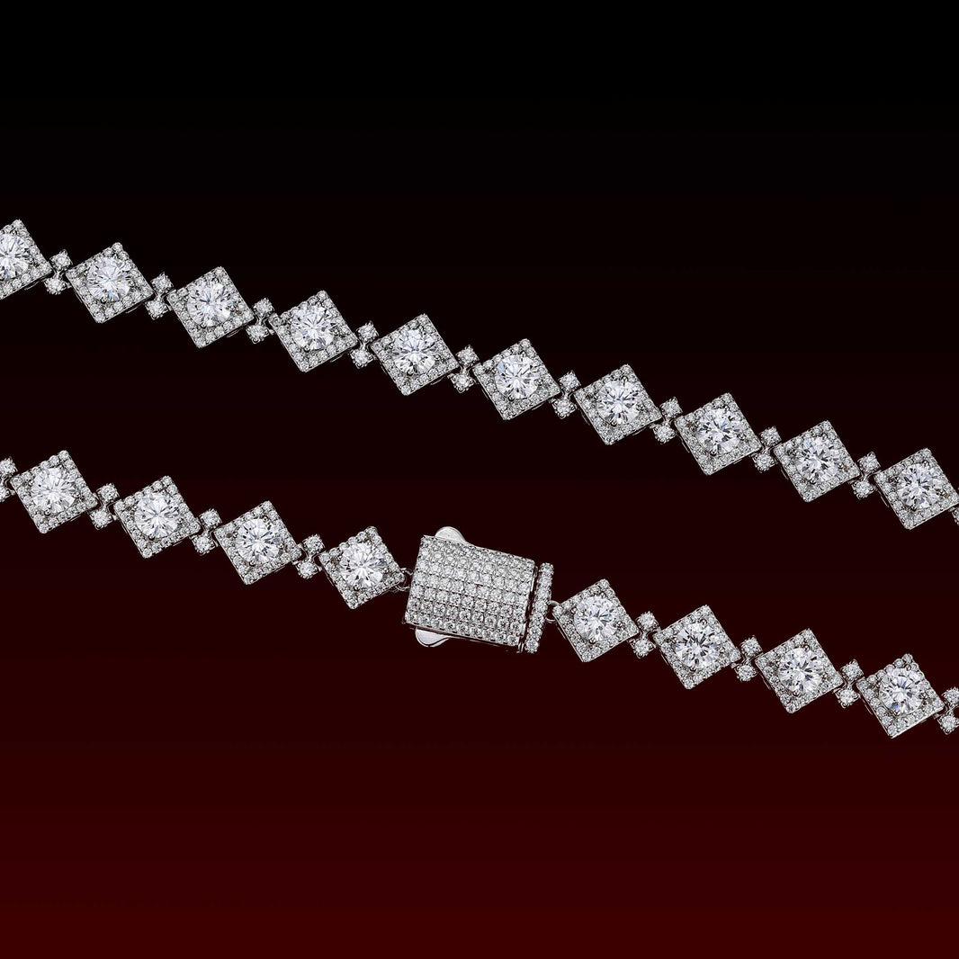 S925 Rhombic Moissanite Tennis Chain