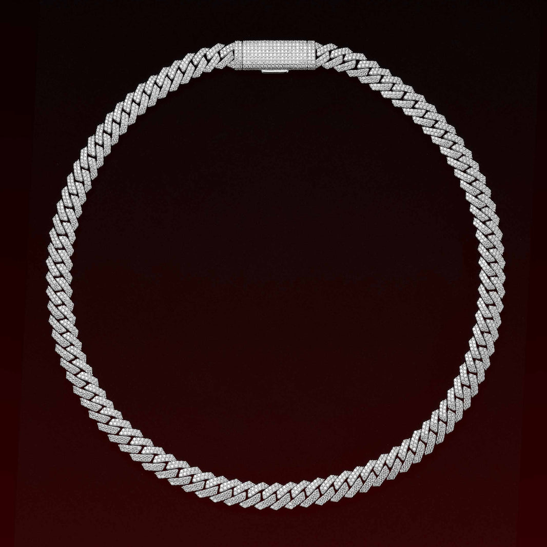 S925 Moissanite 12MM Prong Cuban Chain