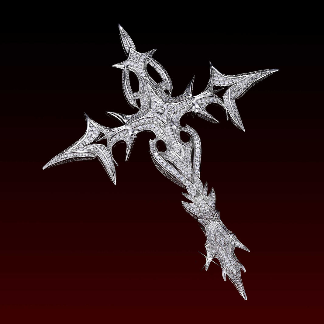 Rightside Gothic Flame Cross Pendant