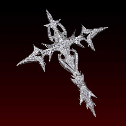 Gothic Flame Cross Pendant