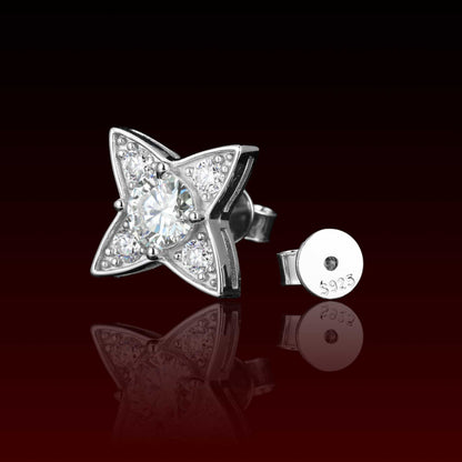 Four Pointed Star Moissanite Stud Earrings
