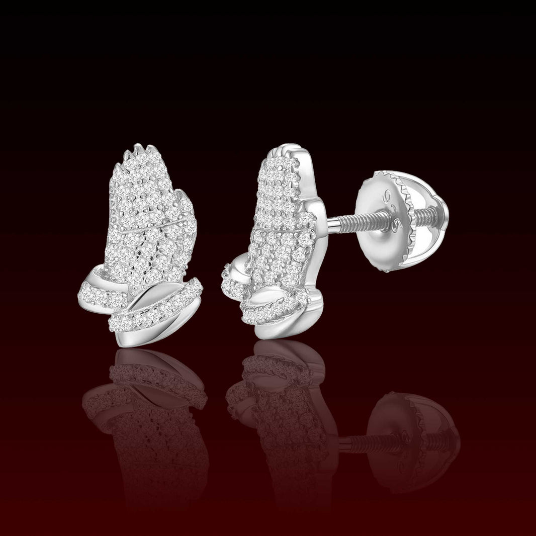 Praying Hands Moissanite Stud Earrings