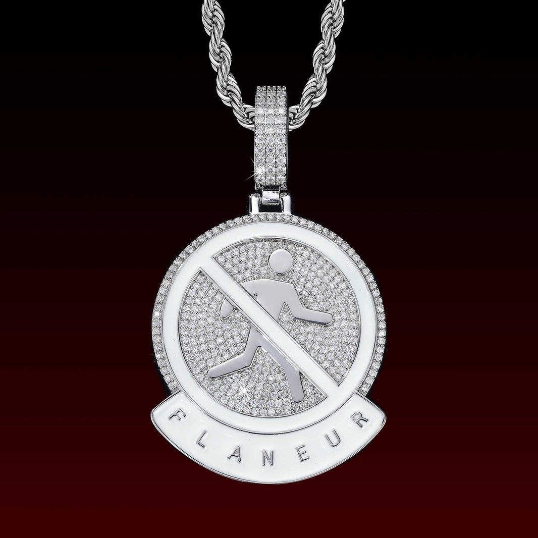 No Walking Iced Out Pendant
