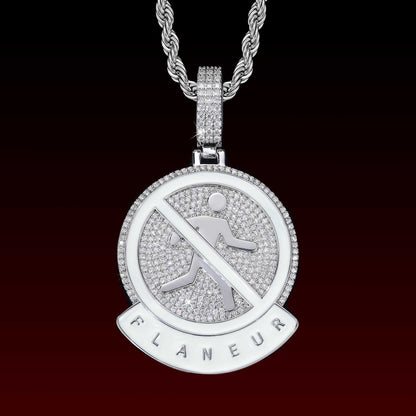 No Walking Iced Out Pendant