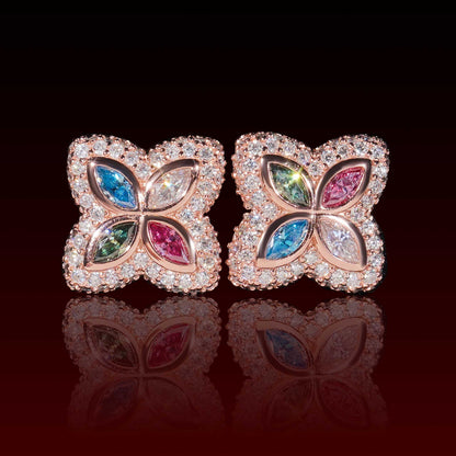 Marquise Cut Flower Moissanite Stud Earrings