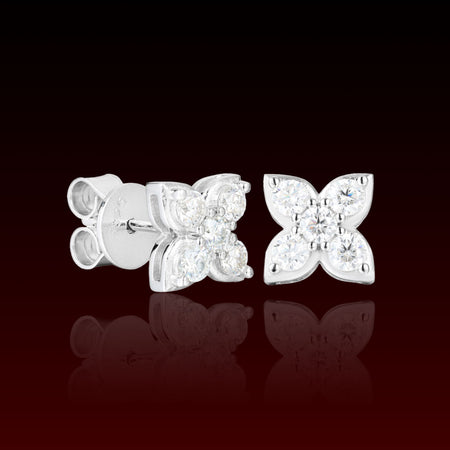 Four Leaf  Moissanite Stud Earrings