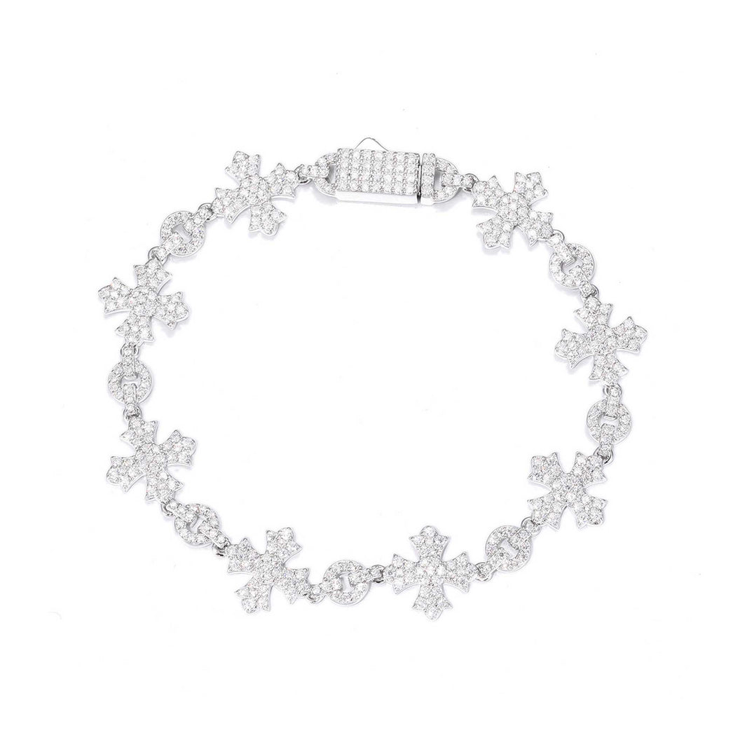 S925 Cluster Cross Moissanite Bracelet