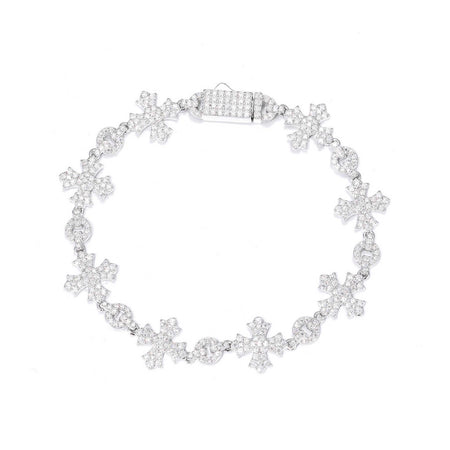 S925 Cluster Cross Moissanite Bracelet