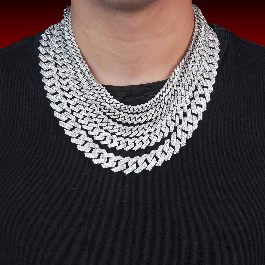 S925 Prong Moissanite Cuban Chain