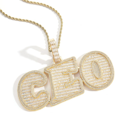 Big Baguette Italic Custom Letter Pendant