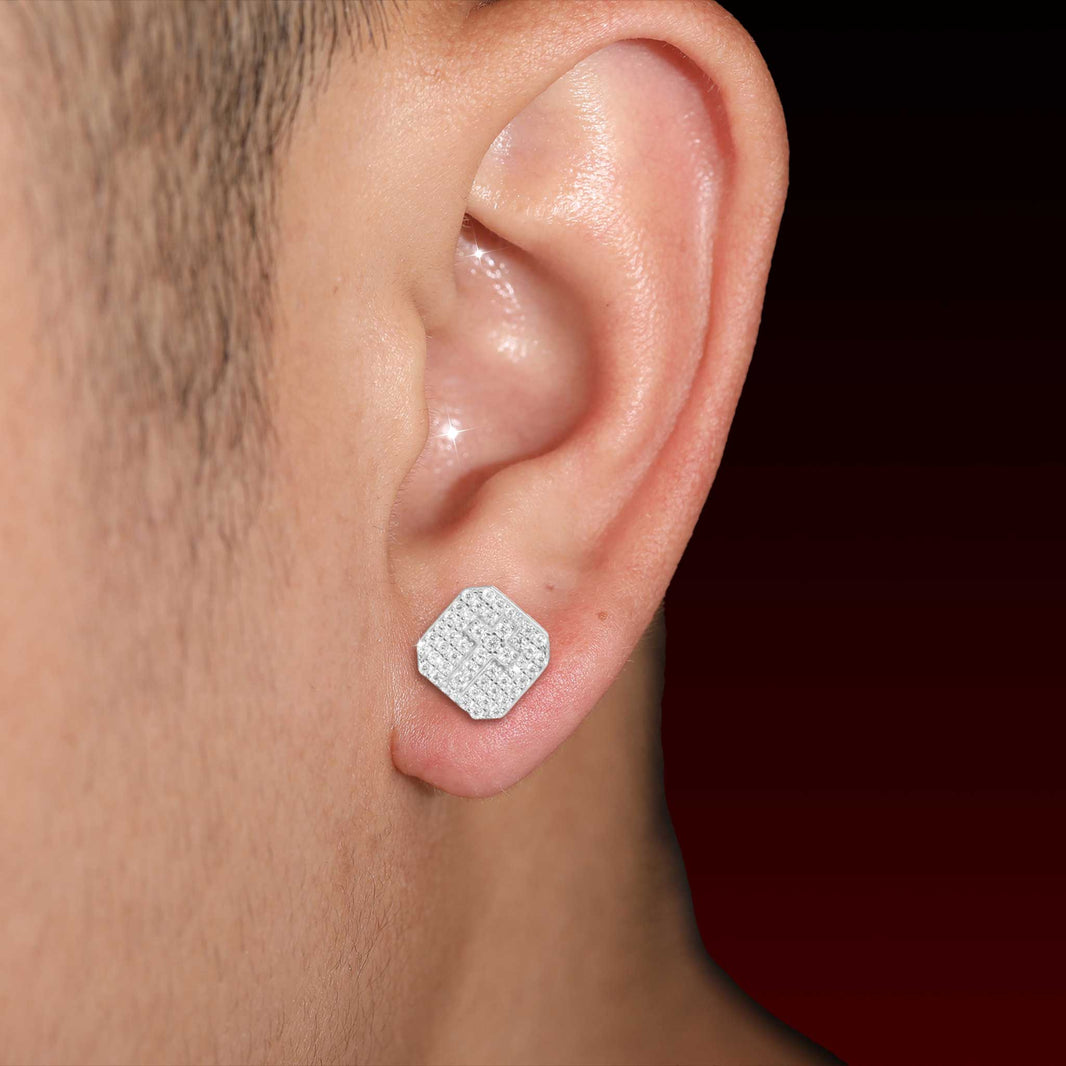 Cross Square Moissanite Stud Earrings