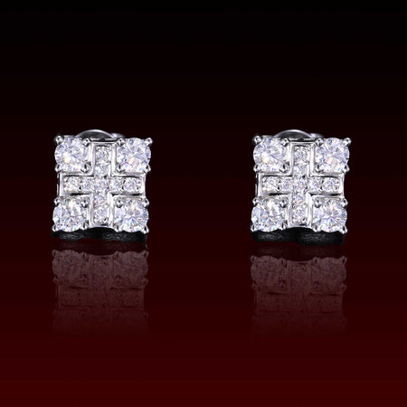 S925 Cross Sqaure Moissanite Stud Earrings