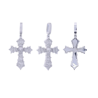 Skull Thorns Cross Pendant