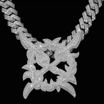 Crossed X Darts Iced Out Pendant