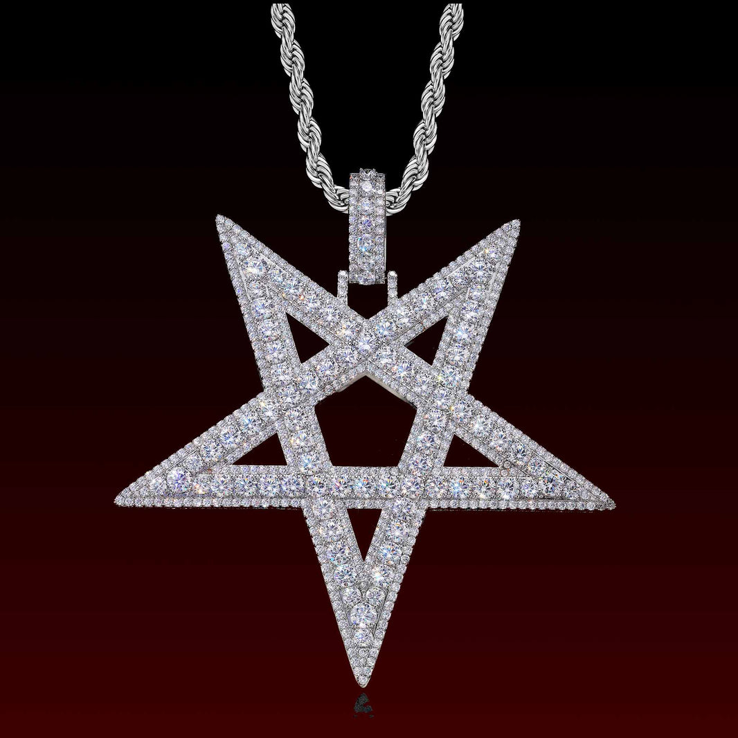 Upside Down Star Iced Out Pendant