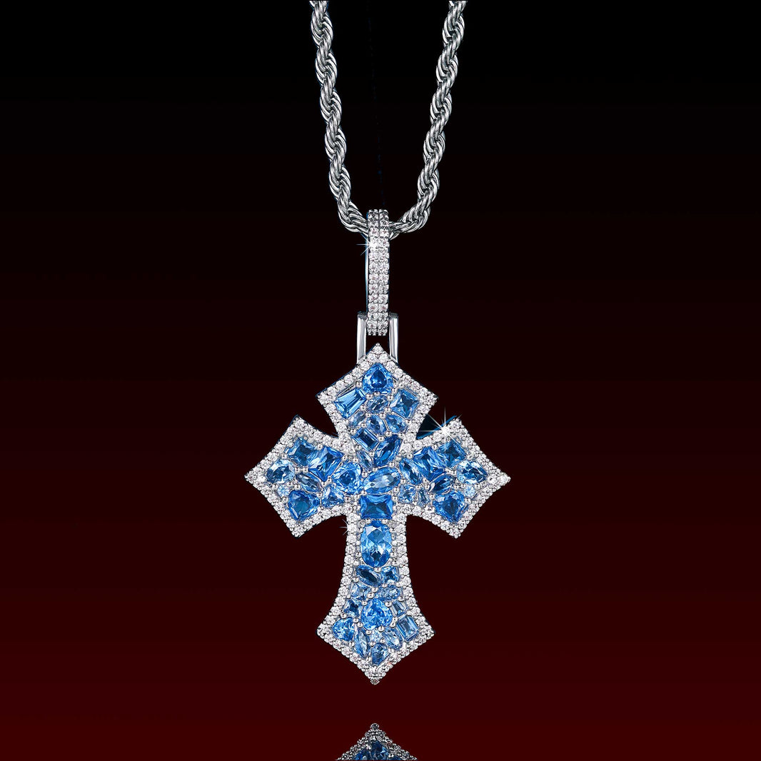 Mix Shape Gem Victorian Cross Pendent
