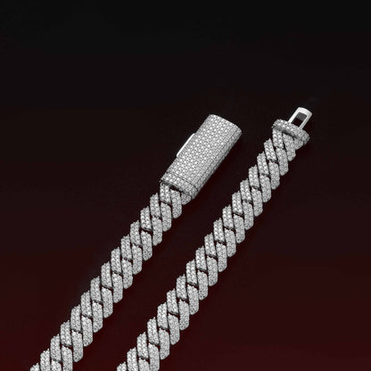 S925 Moissanite 12MM Prong Cuban Chain
