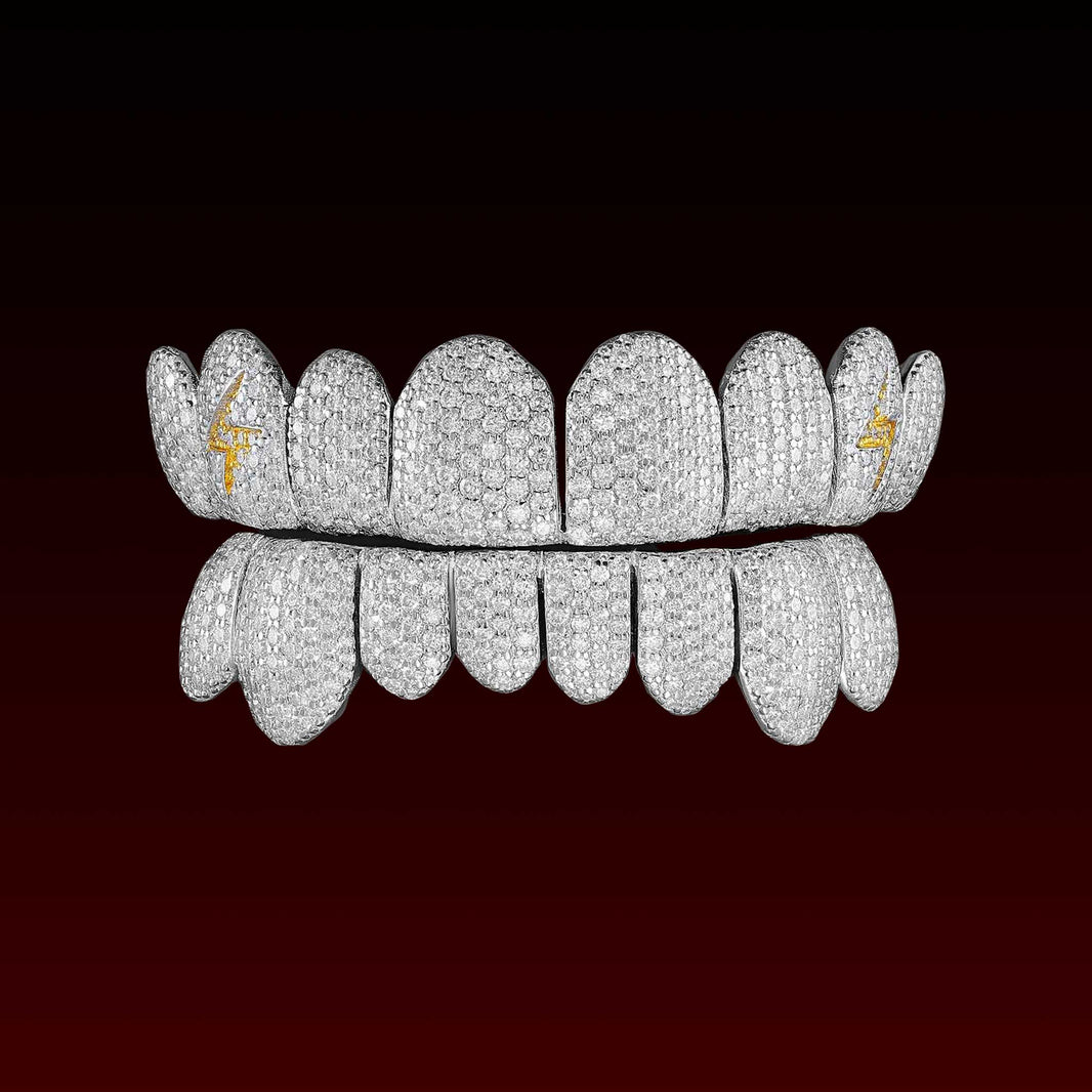 Perm Cut Lightning Sign Fangs Custom Moissanite Grillz