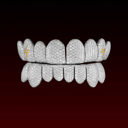 Perm Cut Lightning Sign Fangs Custom Moissanite Grillz