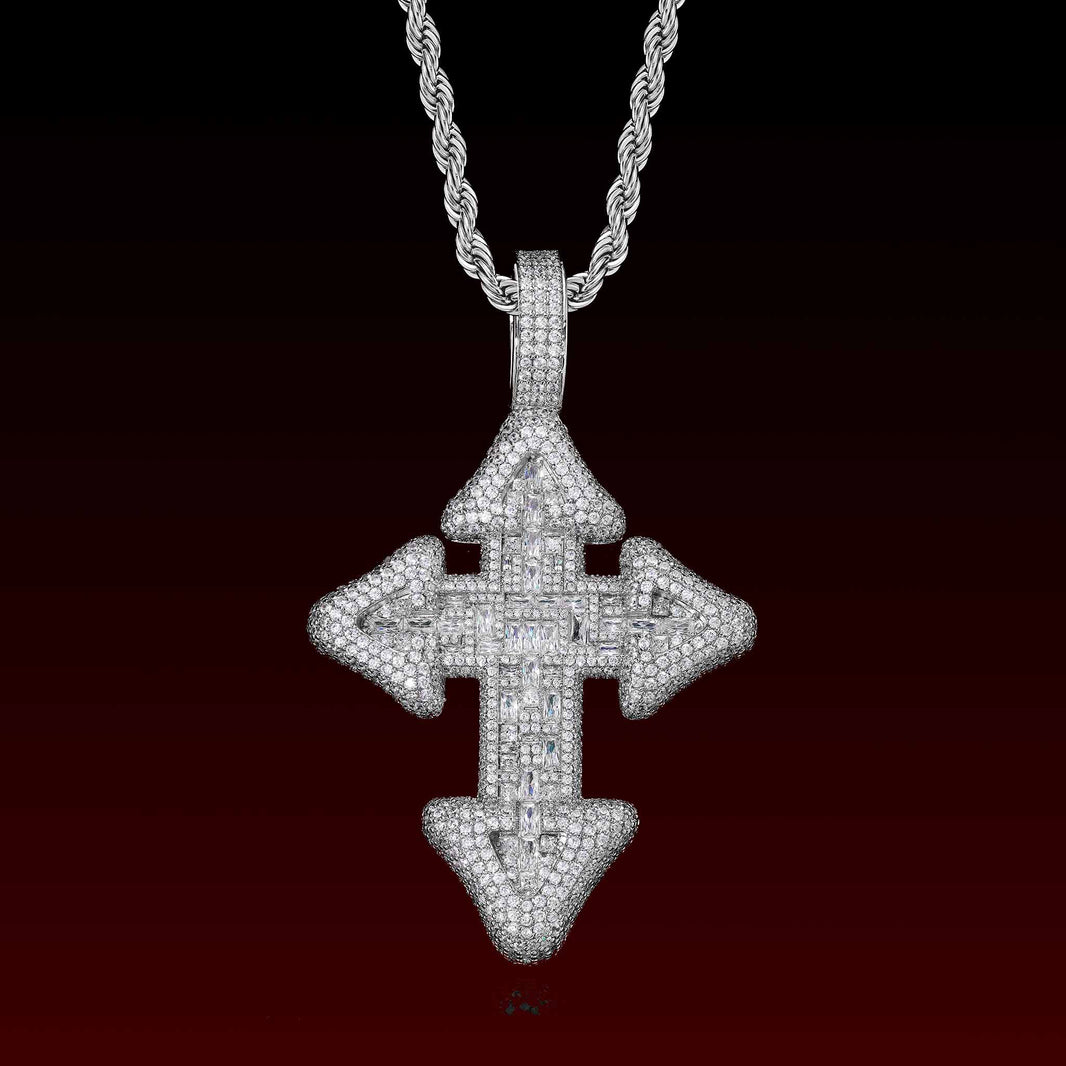 Bubble Buguette Cut Cross Pendant